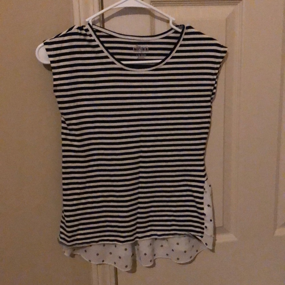 Striped and polka dotted shirt